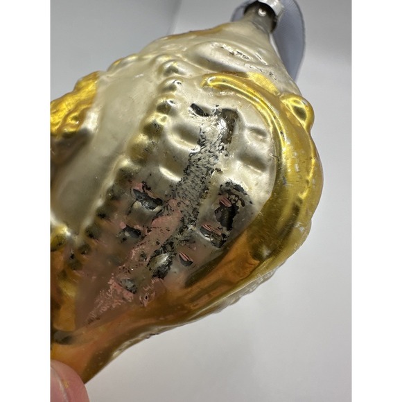 VTG Blown Glass Seashell Ornament Gold Silver Mercury Glass Christmas Coastal - Picture 14 of 16